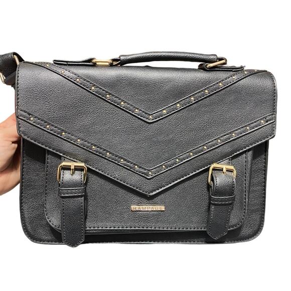 NWT Rampage Black satchel style purse with handle, shoulder strap or cross body - Picture 8 of 10
